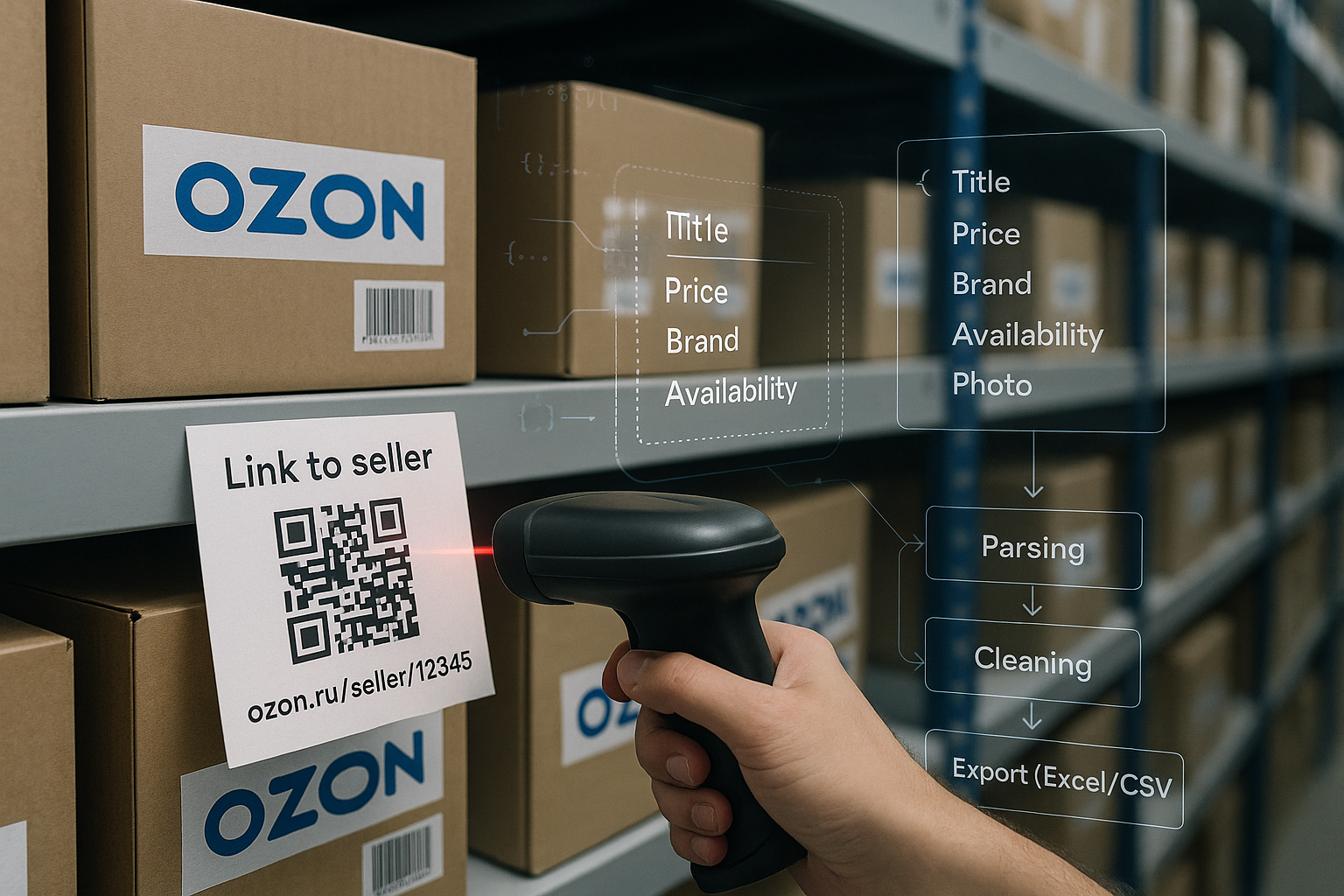 Парсинг Ozon: сбор товаров по ссылке на продавца