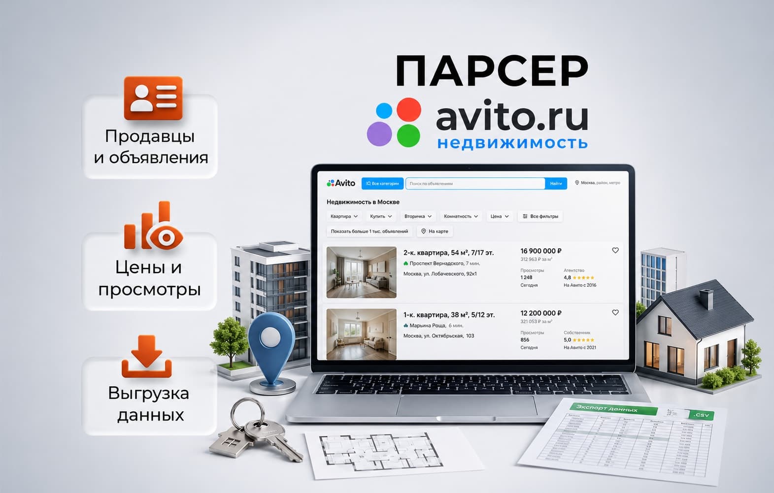 Парсер AVITO.RU (недвижимость)